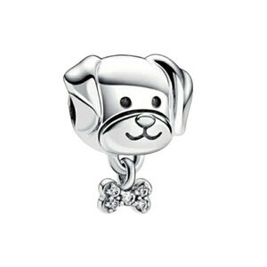 Bracelet Charm Dog Head Puppy Dog Mom Dangle Sterling Silver 925 Jewelry Gift